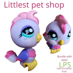 Hasbro Littlest Pet Shop purple pink Cockatoo bird green eyes collectible rare
